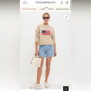 Tuckernuck Cropped Beachwood Cotton Americana Sweater